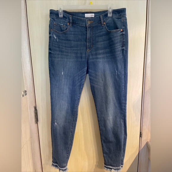 LOFT modern skinny jeans, cute, fringe, bottom - Picture 1 of 5